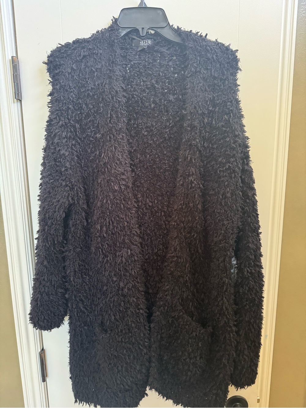 a.n.a Black Fuzzy Open-Front Cardigan